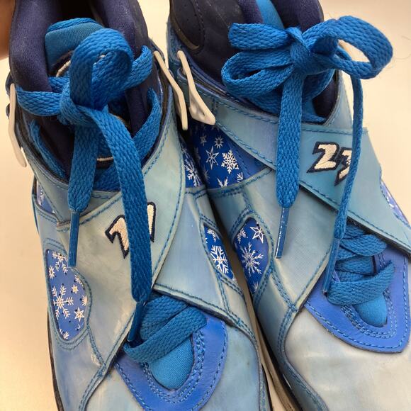 Nike Air Jordan 8 Retro GS Snowflake Blue White 305368-400 Youth Size 4.5Y Rare - Picture 10 of 11